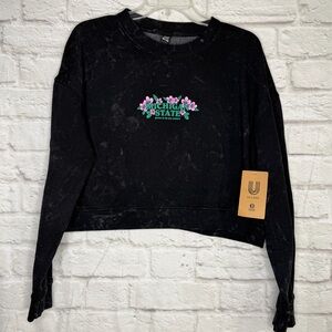 Uscape Crop Sweatshirt - Michigan State Black with Floral Logo - Size: M